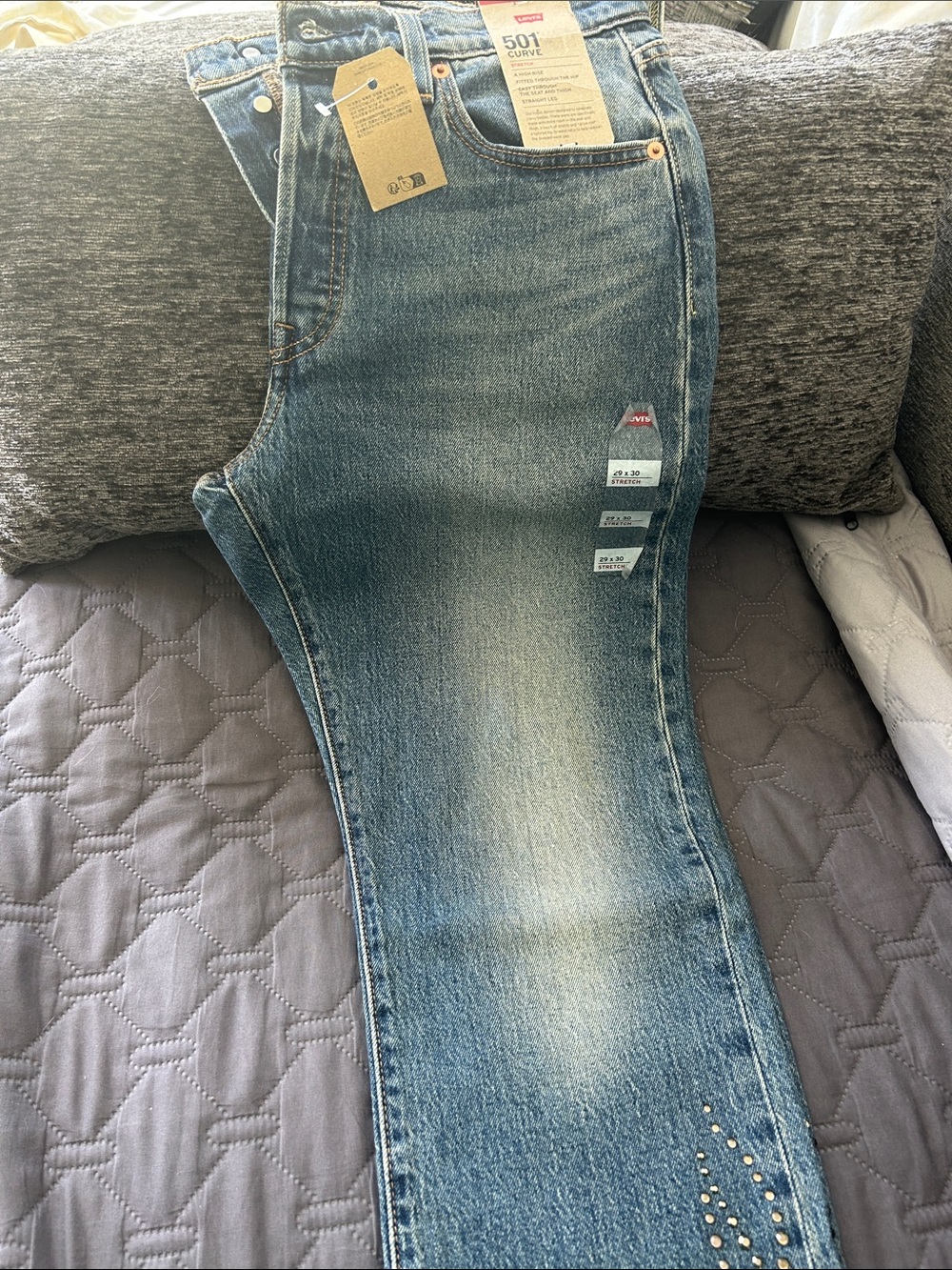 Levi's Women's Boot Cut Jeans in Faded Blue with Stud Accents